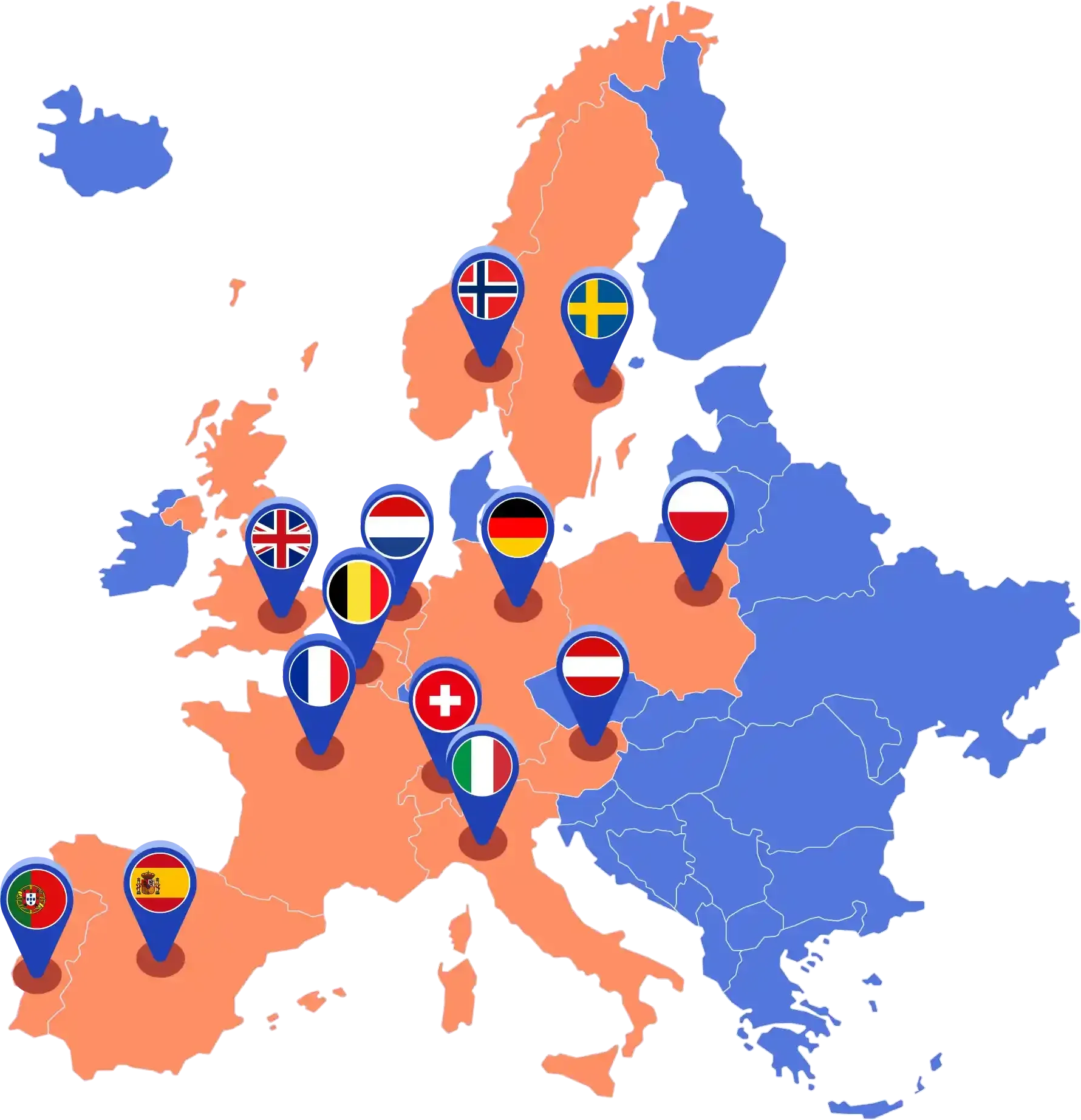 karta över de europeiska länder där otovo har verksamhet